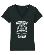 Formula Racing White Tricou mânecă scurtă guler V Damă Evoker