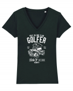 Golf Car White Tricou mânecă scurtă guler V Damă Evoker