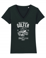 Golf Car White Tricou mânecă scurtă guler V Damă Evoker