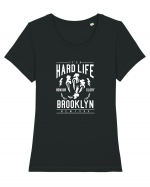 Hard Life Brooklyn White Tricou mânecă scurtă guler larg fitted Damă Expresser