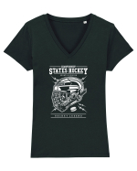 Mask Hockey White Tricou mânecă scurtă guler V Damă Evoker