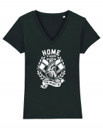 Home Heart Axe White Tricou mânecă scurtă guler V Damă Evoker