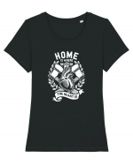 Home Heart Axe White Tricou mânecă scurtă guler larg fitted Damă Expresser