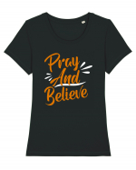 Pray And Believe Tricou mânecă scurtă guler larg fitted Damă Expresser