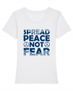 Spread Peace Not Fear Tricou mânecă scurtă guler larg fitted Damă Expresser