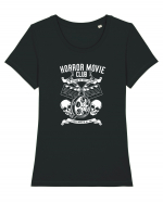 Horror Movie Club White Tricou mânecă scurtă guler larg fitted Damă Expresser