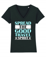 Spread The Good Travel Spirit Tricou mânecă scurtă guler V Damă Evoker