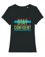 Stay Confident Tricou mânecă scurtă guler larg fitted Damă Expresser