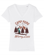 Camp More Worry Less Tricou mânecă scurtă guler V Damă Evoker