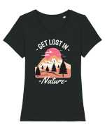 Get Lost In Nature Tricou mânecă scurtă guler larg fitted Damă Expresser