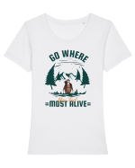 Go where You Feel Most Alive Tricou mânecă scurtă guler larg fitted Damă Expresser