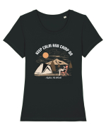 Keep Calm and Camp On Tricou mânecă scurtă guler larg fitted Damă Expresser