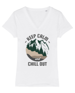 Keep Calm and Chill Out Tricou mânecă scurtă guler V Damă Evoker