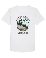 Keep Calm and Chill Out Tricou mânecă scurtă guler larg Bărbat Skater