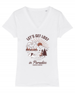 Lets Get Lost In Paradise Tricou mânecă scurtă guler V Damă Evoker