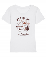 Lets Get Lost In Paradise Tricou mânecă scurtă guler larg fitted Damă Expresser