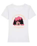 Life is Better Around a Campfire Tricou mânecă scurtă guler larg fitted Damă Expresser