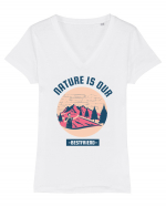 Nature is Our Best Friend Tricou mânecă scurtă guler V Damă Evoker