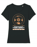 Nature is the Key to Life Tricou mânecă scurtă guler larg fitted Damă Expresser