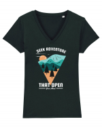 Seek Adventure that Open Your Mind Tricou mânecă scurtă guler V Damă Evoker