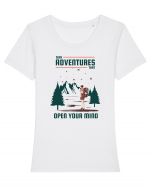 Seek Adventures that Open Your Mind Tricou mânecă scurtă guler larg fitted Damă Expresser