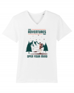 Seek Adventures that Open Your Mind Tricou mânecă scurtă guler V Bărbat Presenter