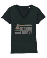 Strong and Brave Tricou mânecă scurtă guler V Damă Evoker