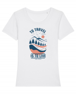 To Travel is to Live Tricou mânecă scurtă guler larg fitted Damă Expresser