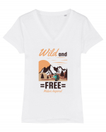 Wild and Free Tricou mânecă scurtă guler V Damă Evoker