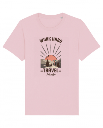 Work Hard Travel Harder Cotton Pink