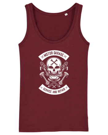 Moto Garage Skull White Burgundy