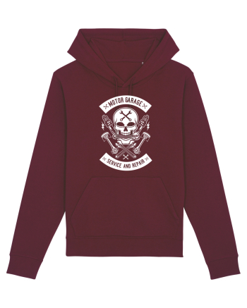 Moto Garage Skull White Burgundy