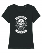 Moto Garage Skull White Tricou mânecă scurtă guler larg fitted Damă Expresser