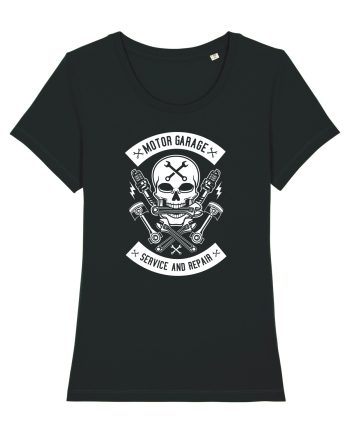 Moto Garage Skull White Black