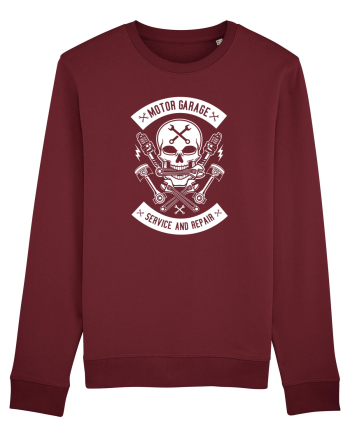 Moto Garage Skull White Burgundy