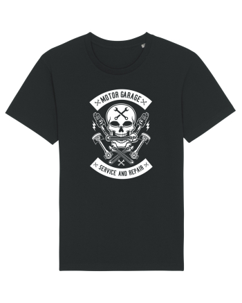 Moto Garage Skull White Black