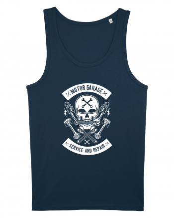 Moto Garage Skull White Navy