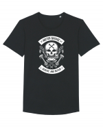 Moto Garage Skull White Tricou mânecă scurtă guler larg Bărbat Skater