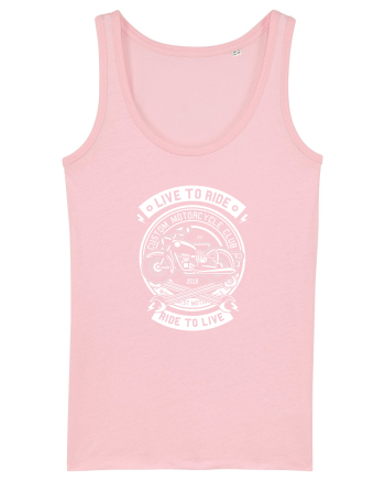 Moto Vintage Live to Ride White Cotton Pink