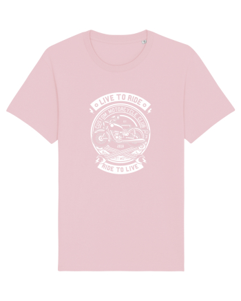 Moto Vintage Live to Ride White Cotton Pink