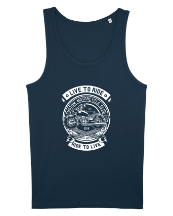 Moto Vintage Live to Ride White Navy