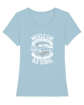 Muscle Car Vintage White Sky Blue