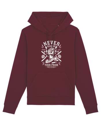Never Give Up White Fist Burgundy