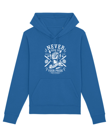 Never Give Up White Fist Royal Blue