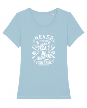 Never Give Up White Fist Sky Blue