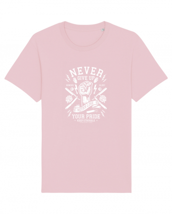 Never Give Up White Fist Cotton Pink