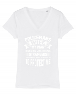 POLICE Tricou mânecă scurtă guler V Damă Evoker