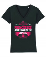 BORN IN APRIL Tricou mânecă scurtă guler V Damă Evoker