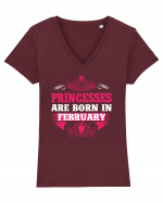 BORN IN FEBRUARY Tricou mânecă scurtă guler V Damă Evoker