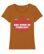 BORN IN FEBRUARY Tricou mânecă scurtă guler larg fitted Damă Expresser